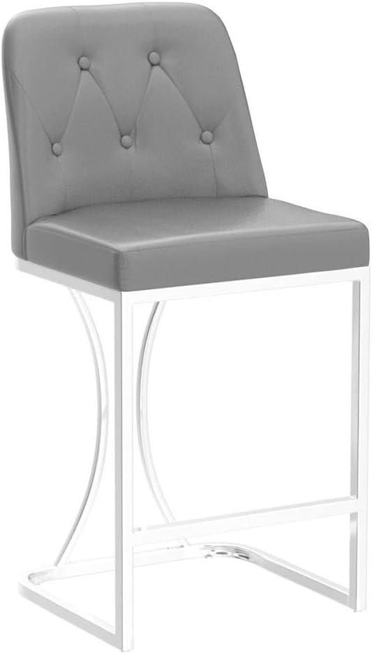 Grey Tufted Counter Bar Stools Set of 2