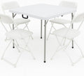 White Plastic 5pc Folding Card Table Set
