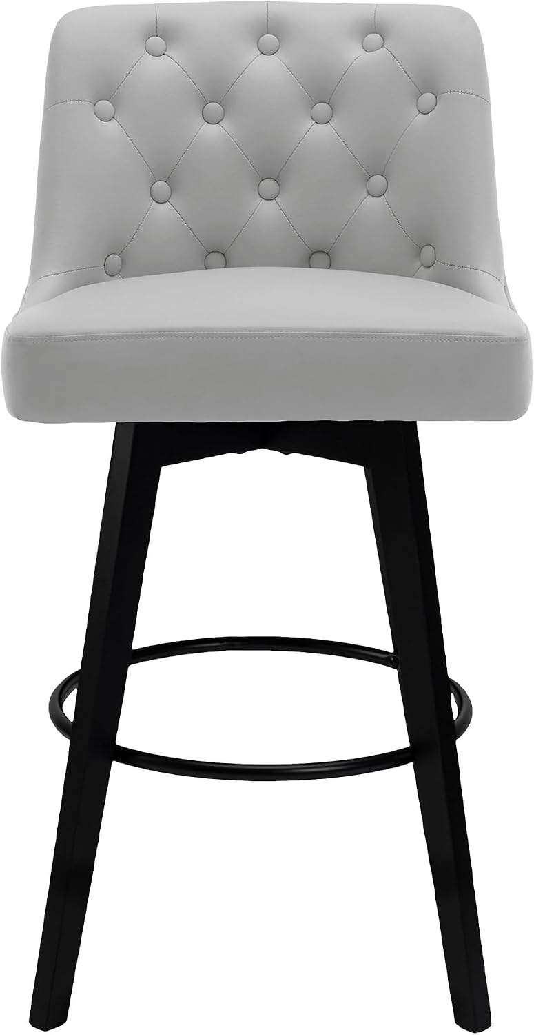 Light Gray Tufted Swivel Bar Stools Set of 3