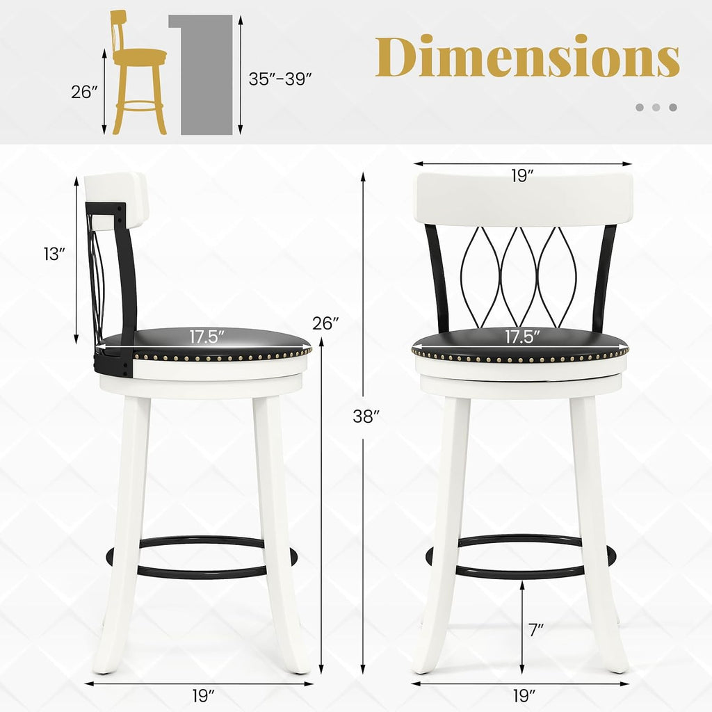 Swivel Rivet Bar Stools Set 2
