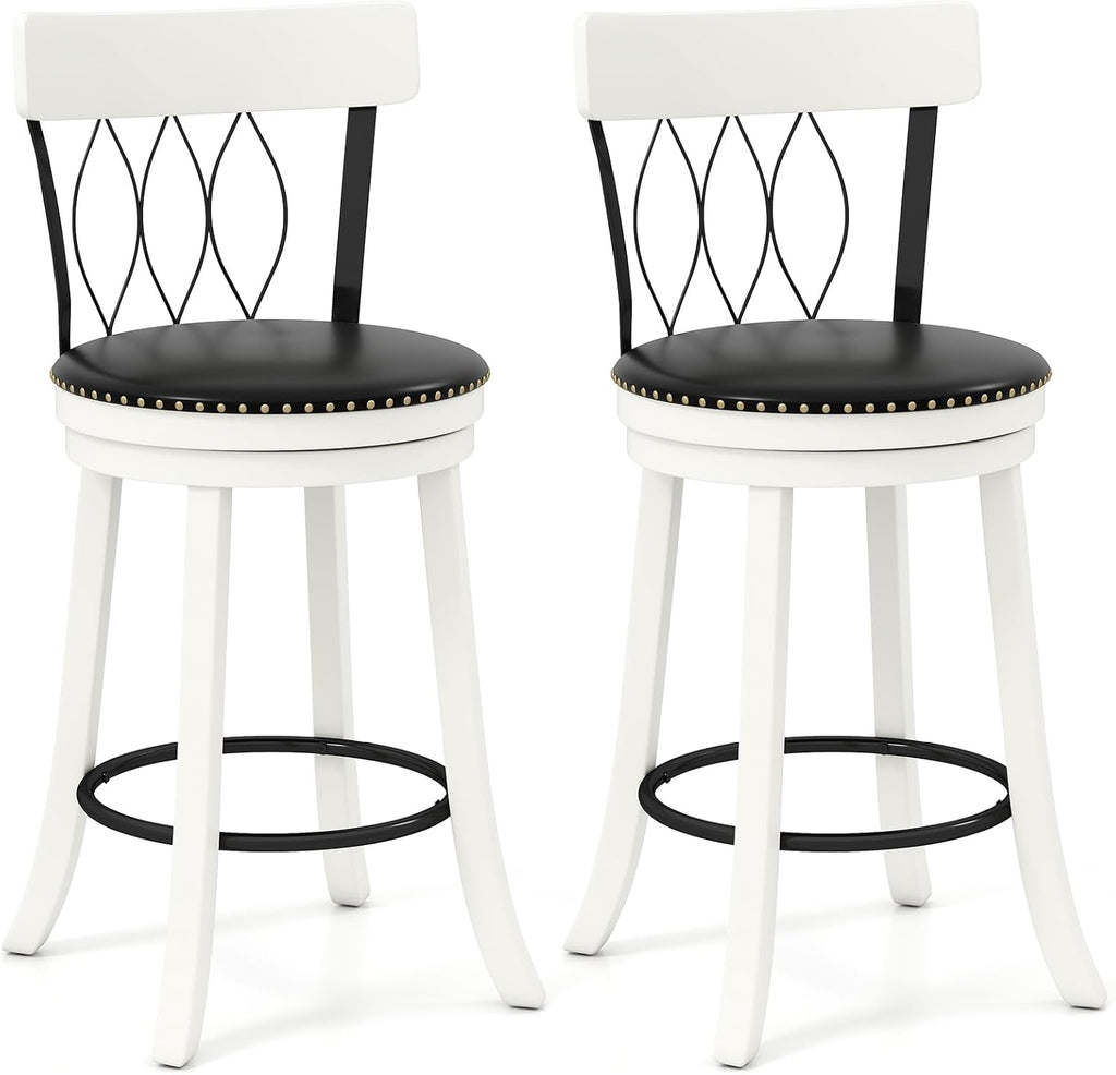 Swivel Rivet Bar Stools Set 2