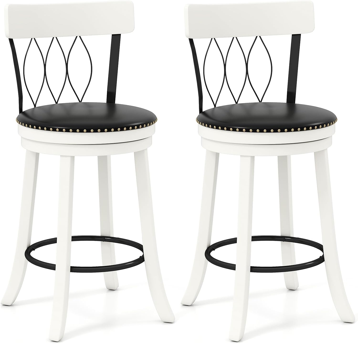 Swivel Rivet Bar Stools Set 2