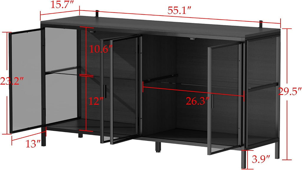 Black LED Display Storage Cabinet