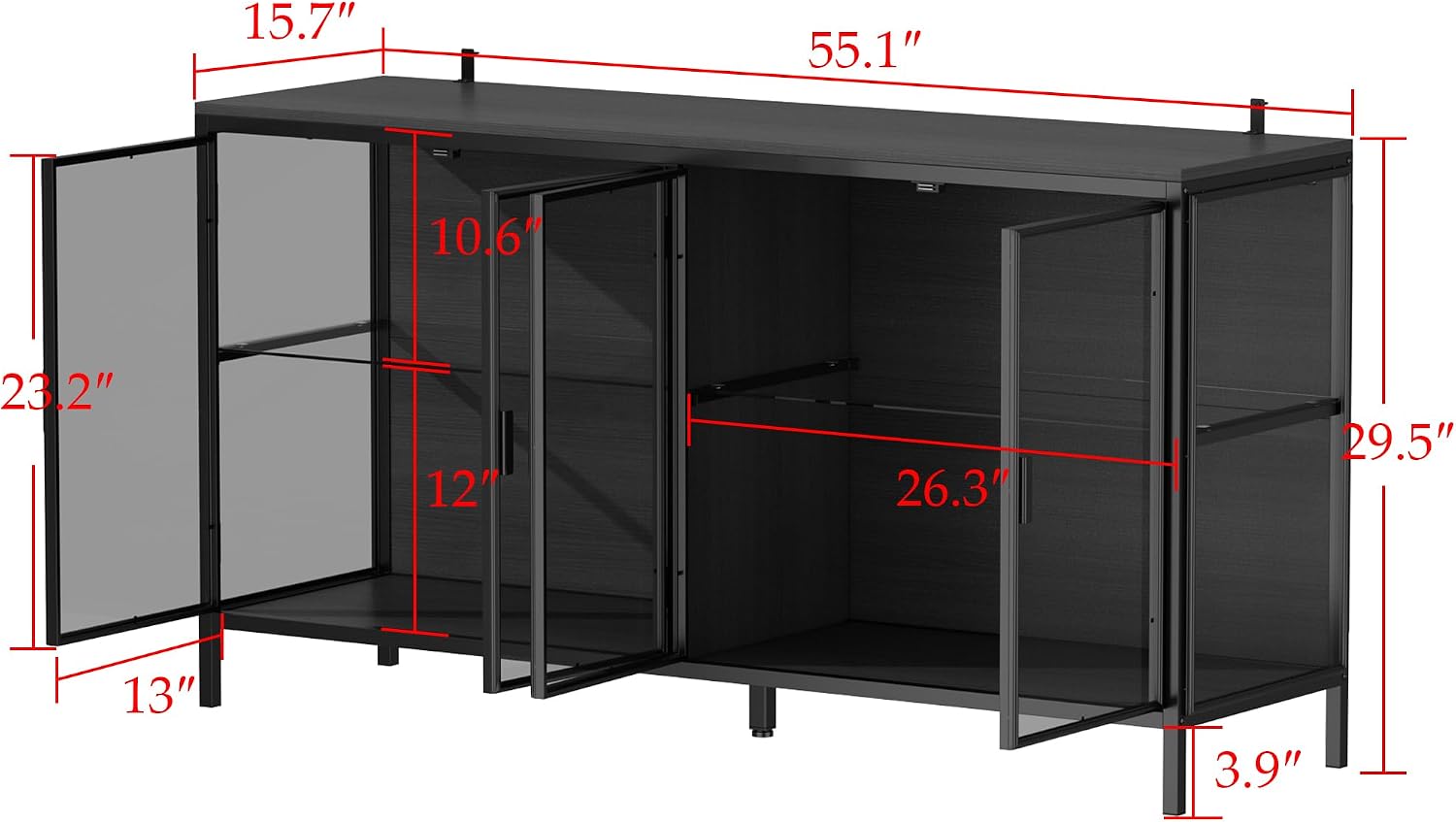 Black LED Display Storage Cabinet