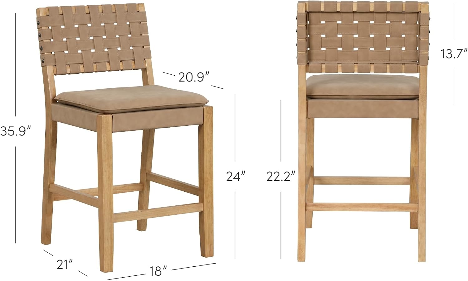 Brown Suede Bar Stools Set 2