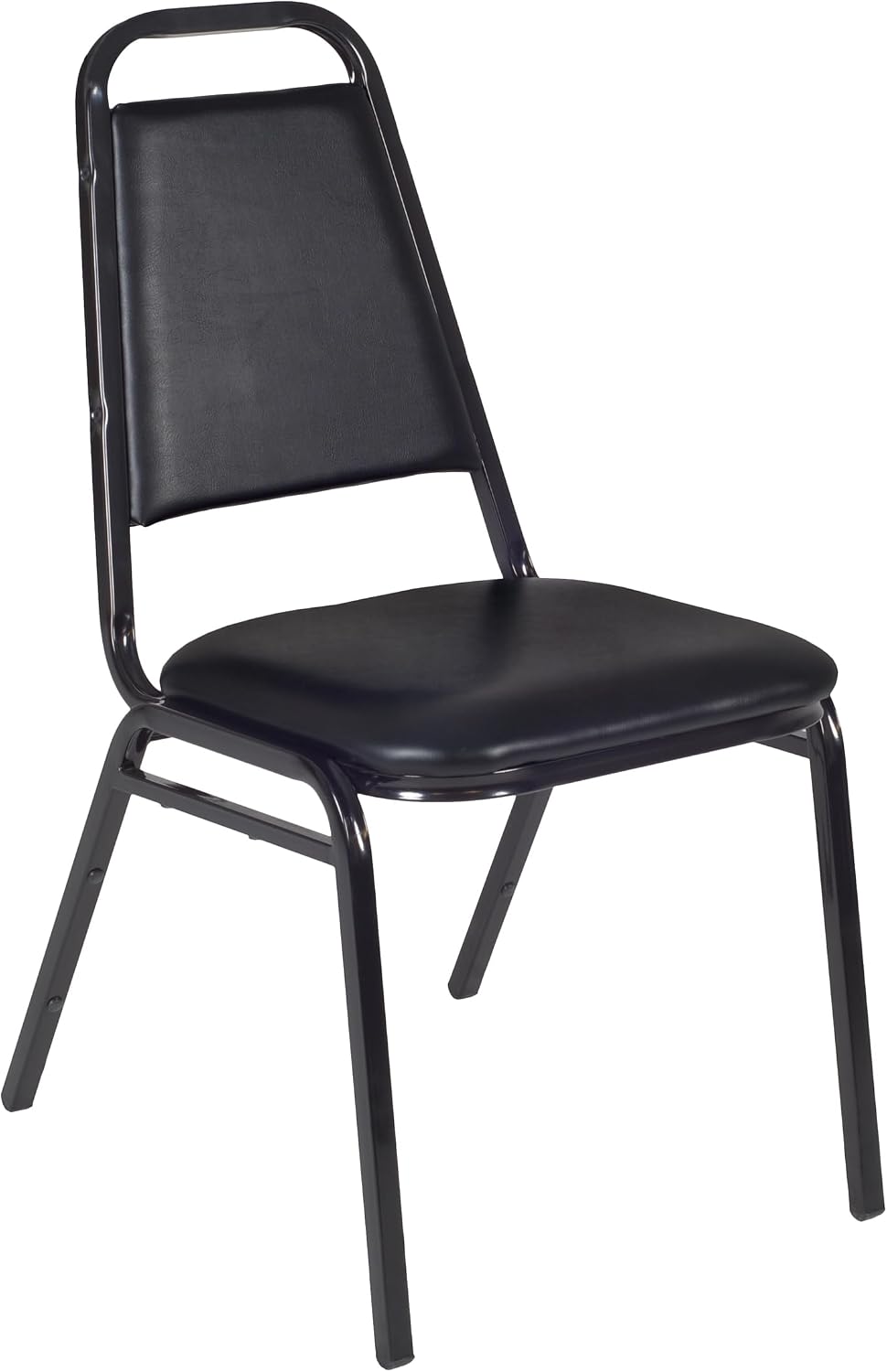 Mahogany X-Base Table & Black Stackable Chairs Set