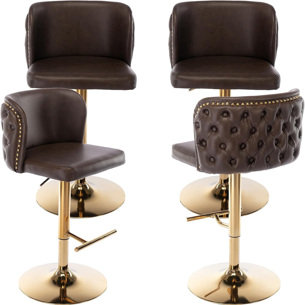 Espresso Brown Adjustable Swivel Bar Stools Set of 4