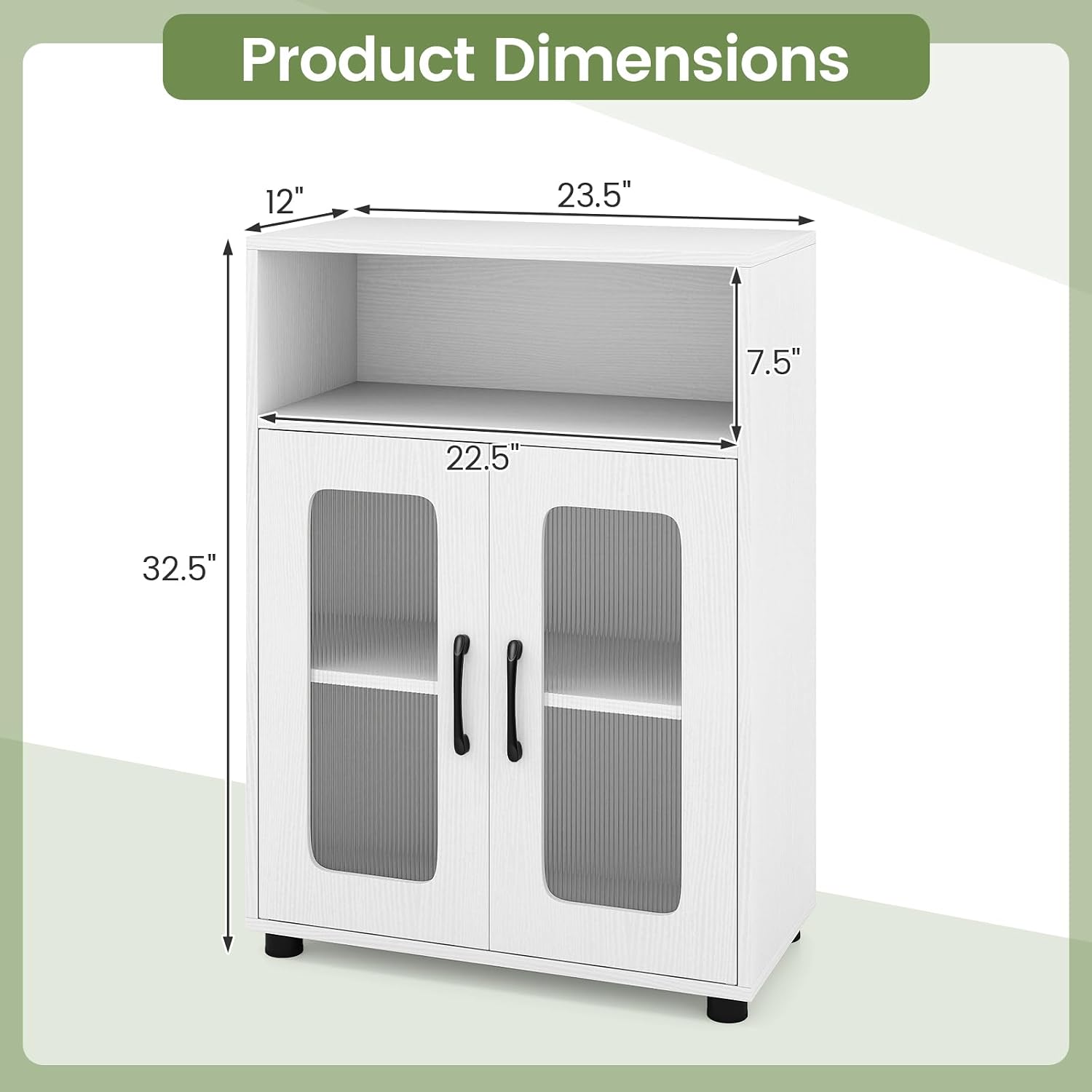 White Fluted Door Bathroom Storage Cabinet