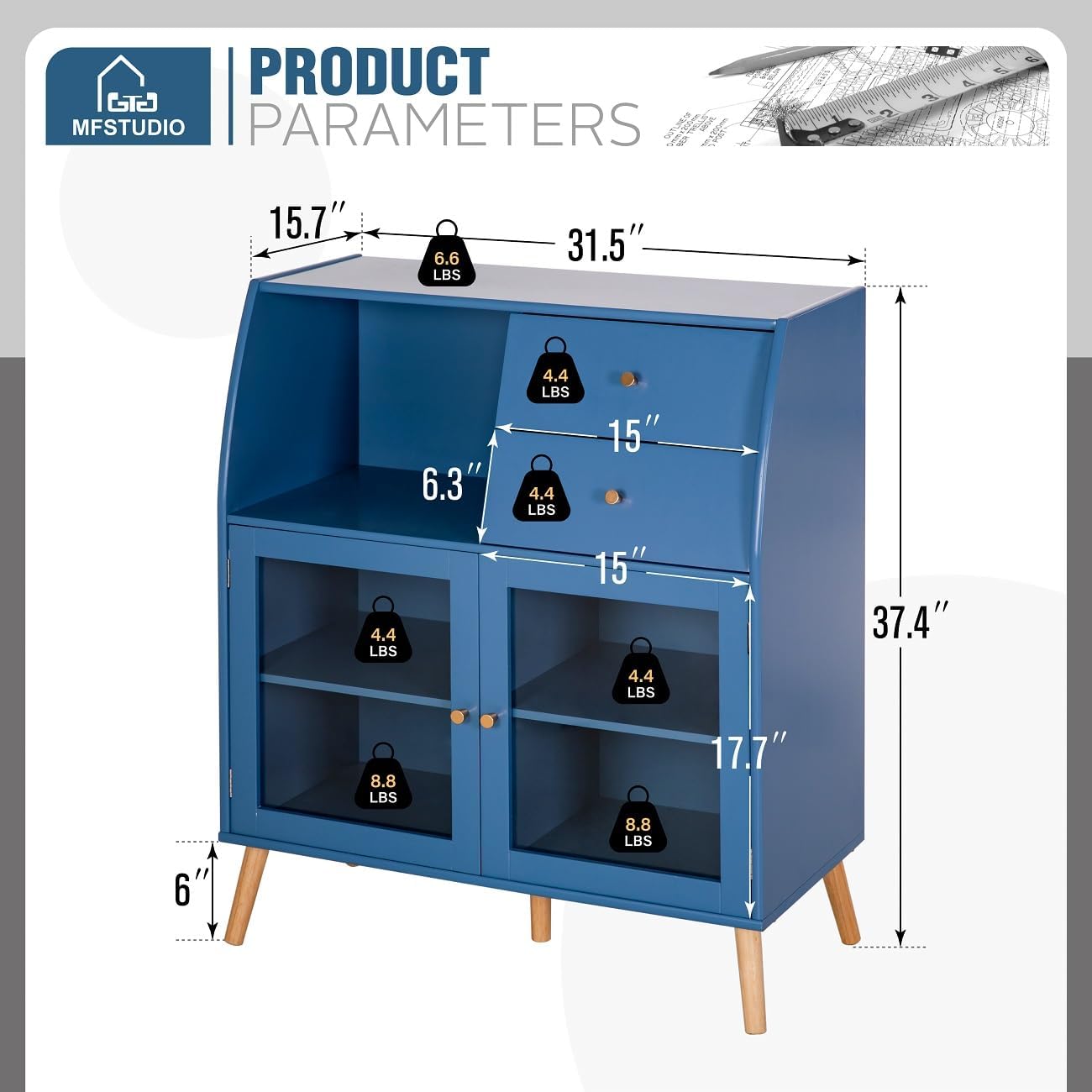 Navy Blue Accent Storage Cabinet