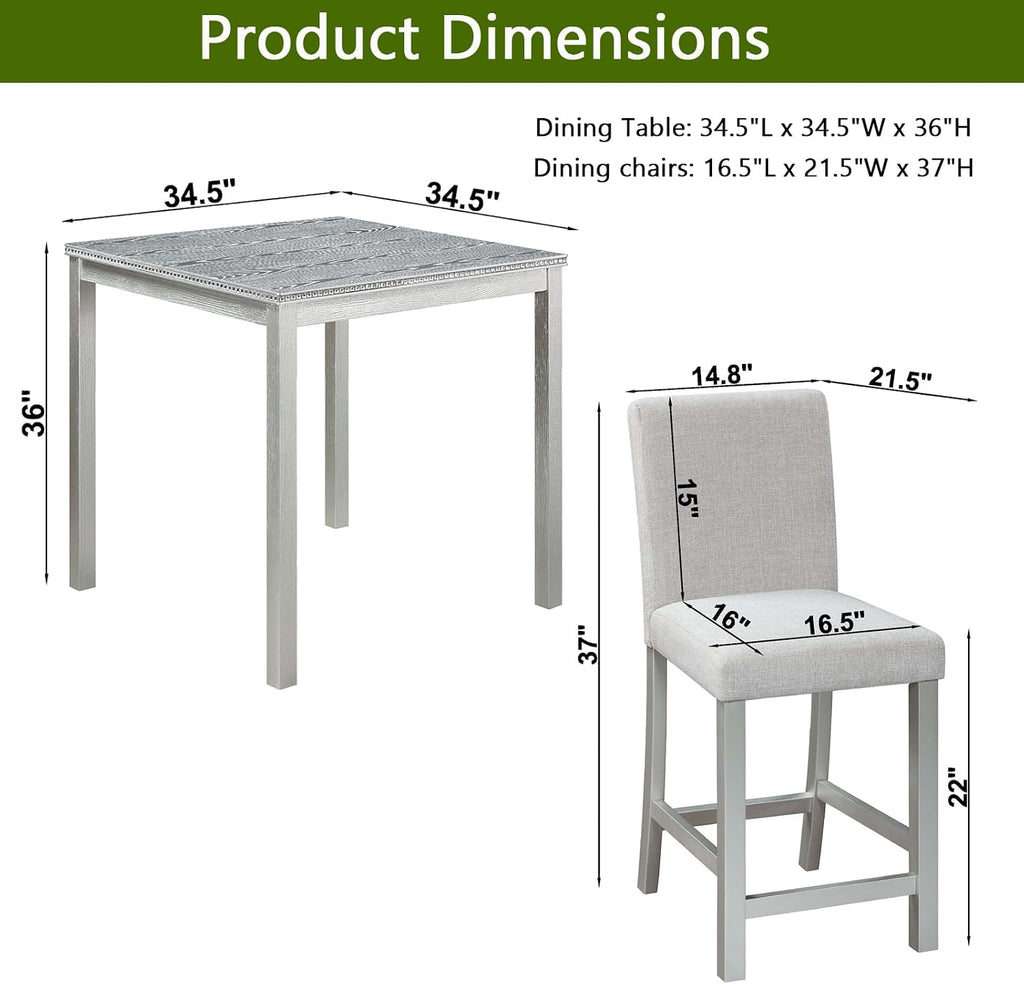 Silver Grey Crystal Counter Height Dining Set