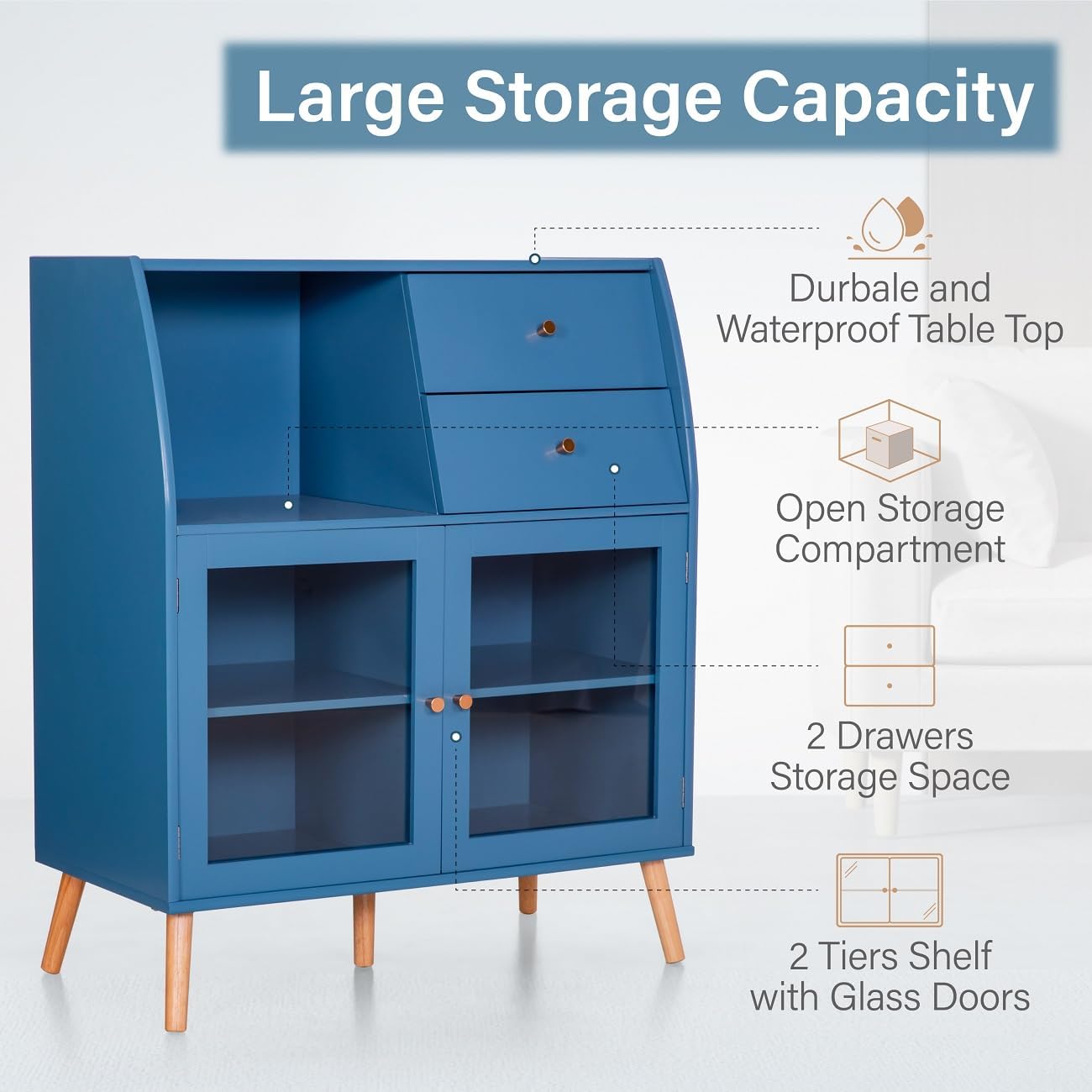 Navy Blue Accent Storage Cabinet