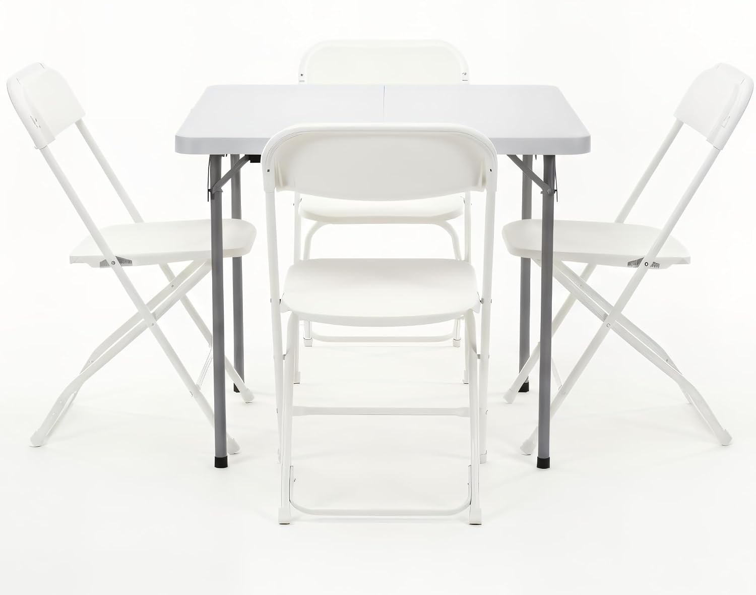 White Plastic 5pc Folding Card Table Set