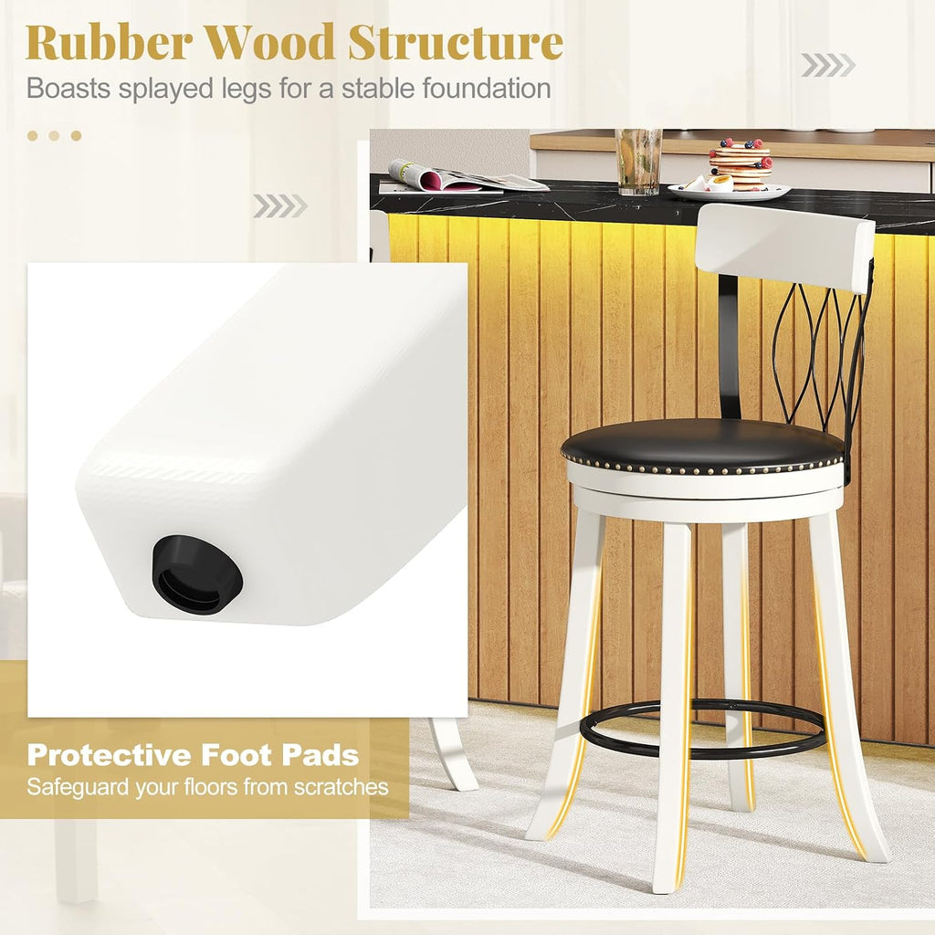 Swivel Rivet Bar Stools Set 2