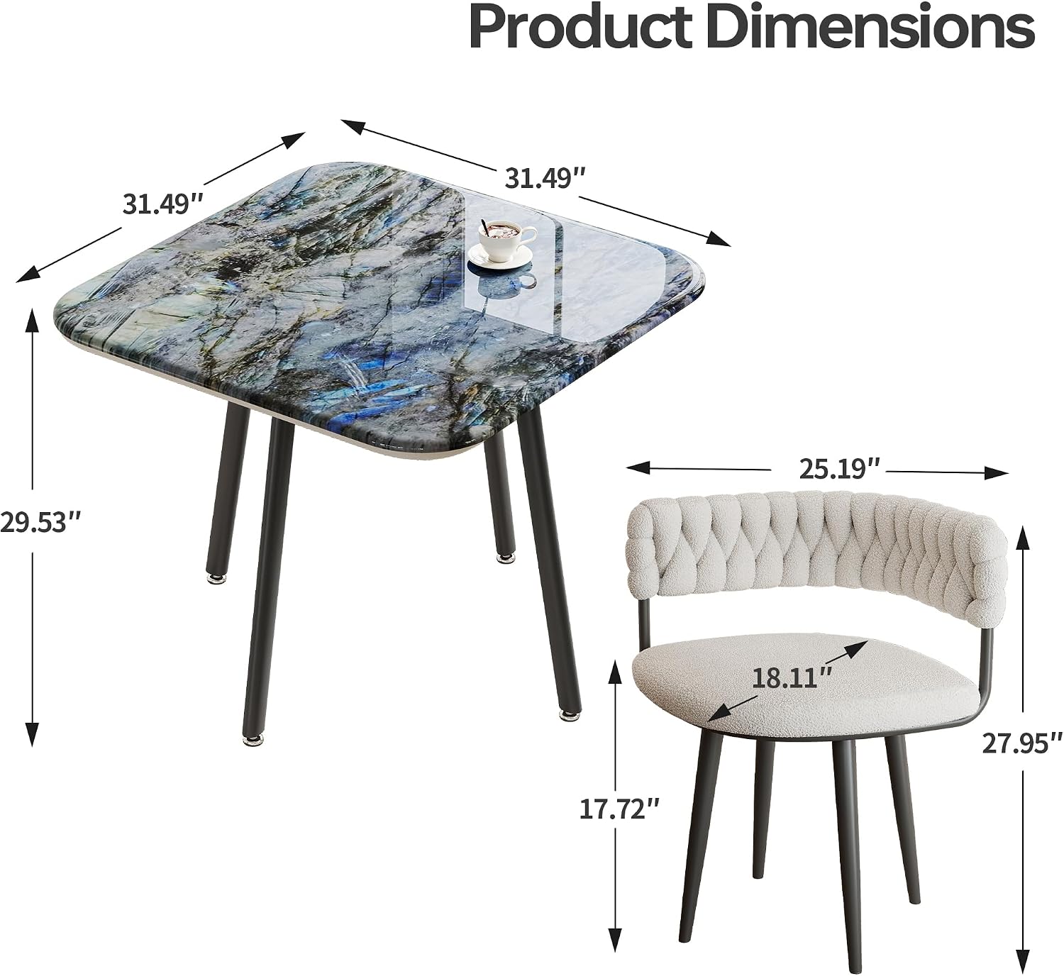4-Seater Stone Dining Table Set