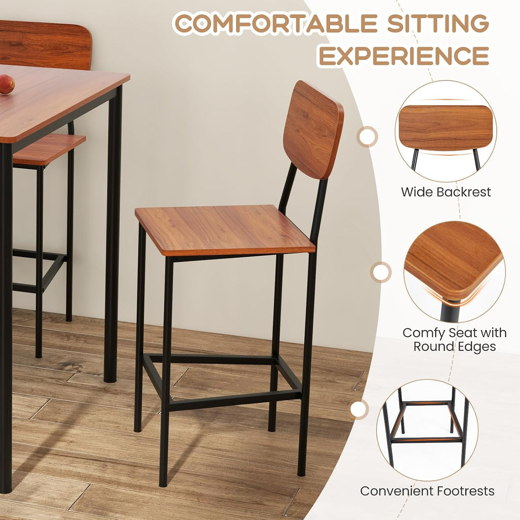 Walnut Industrial Counter Height Dining Set