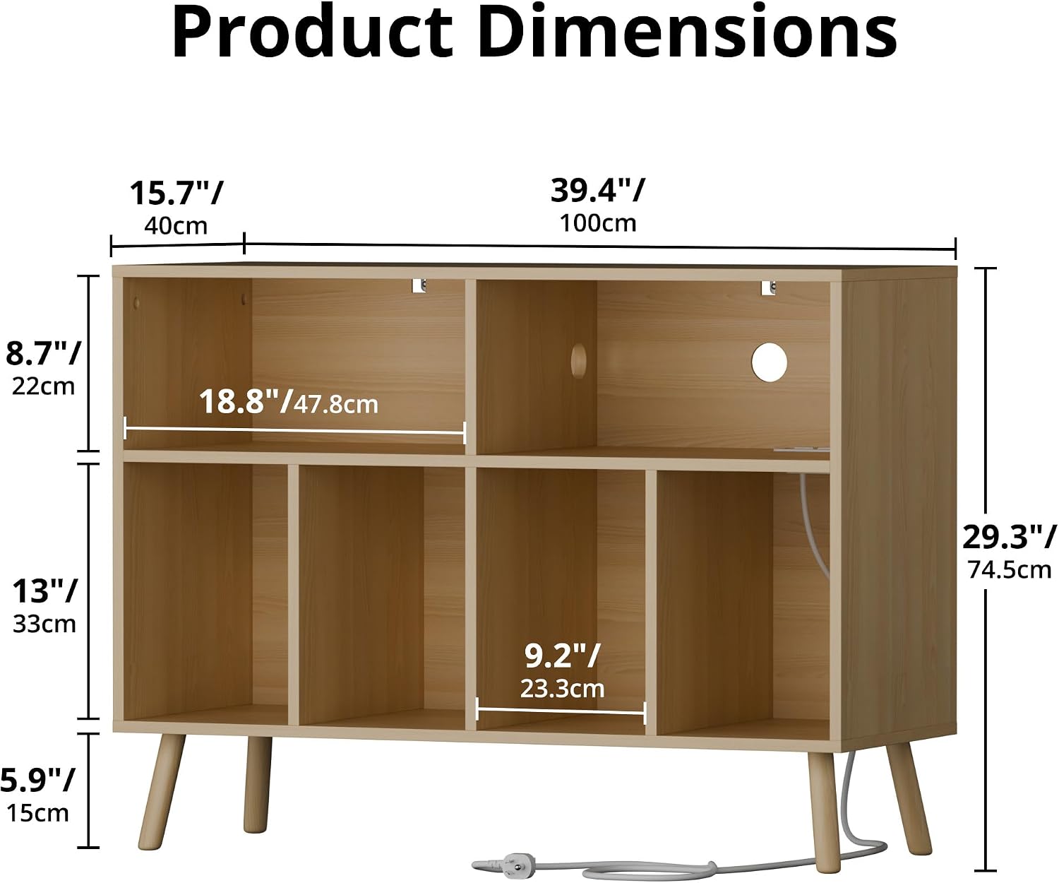 Oak Vinyl Storage Turntable Stand