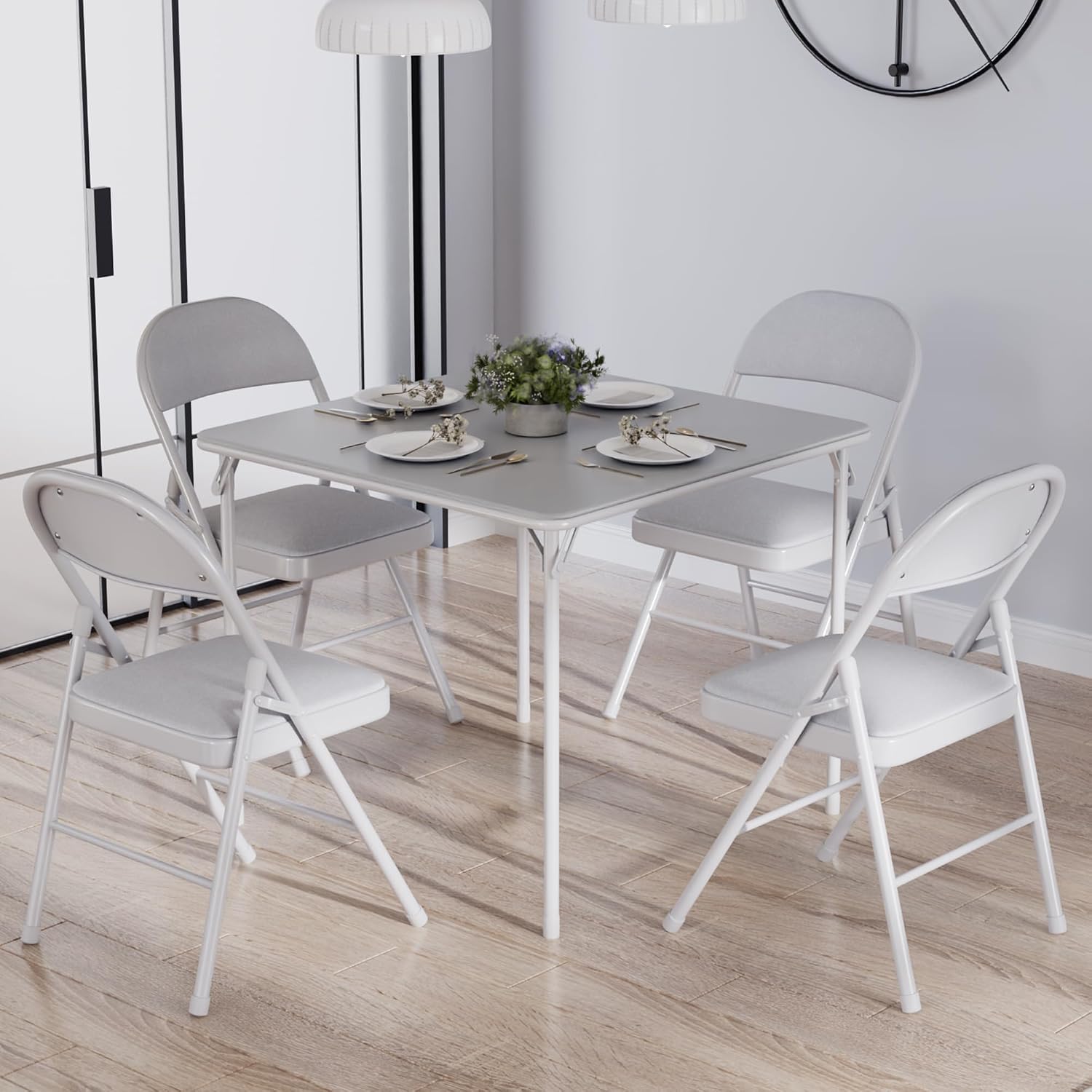 Grey 5pc Folding Table Chair Set