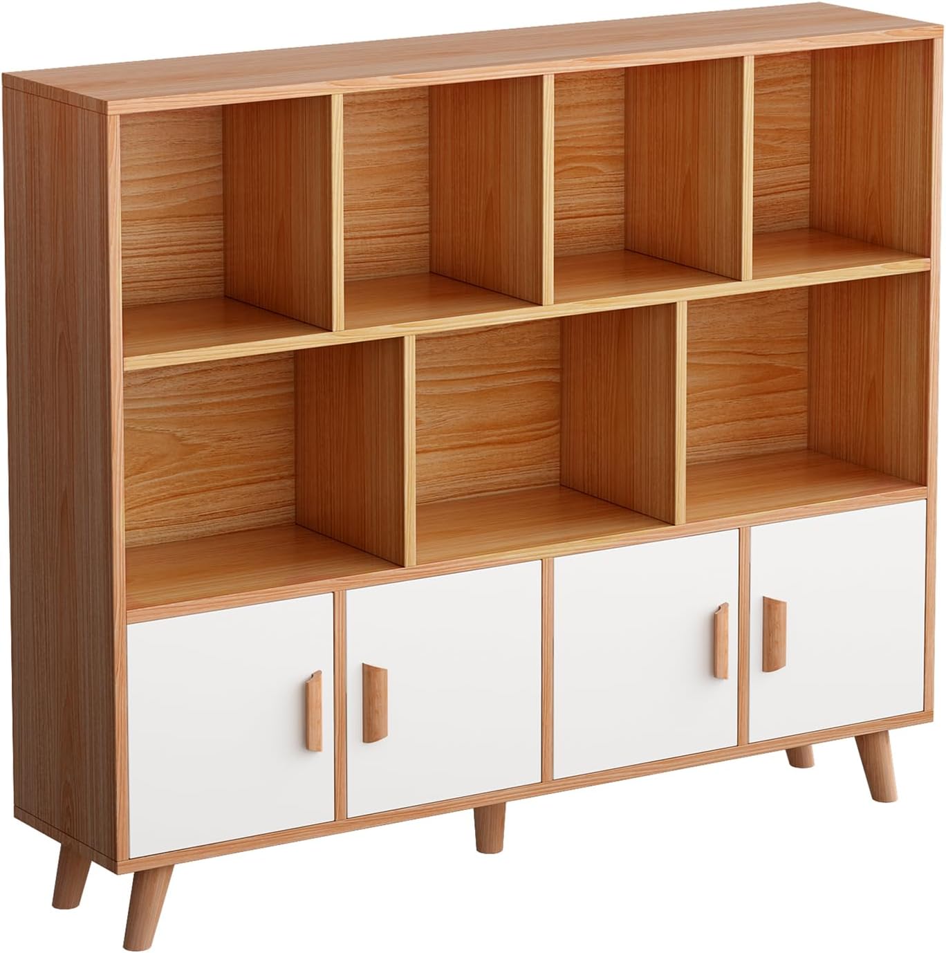 Oak White Cube Bookshelf with Doors