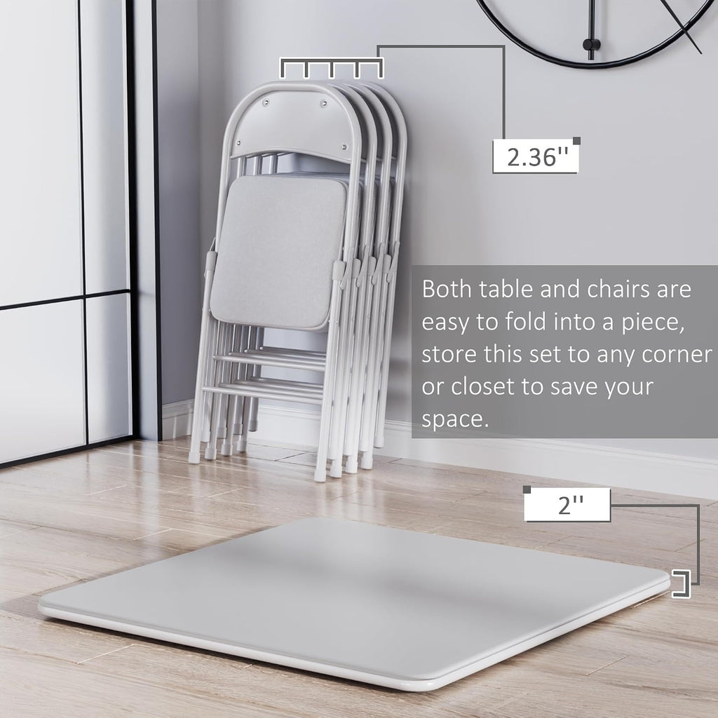 Grey 5pc Folding Table Chair Set