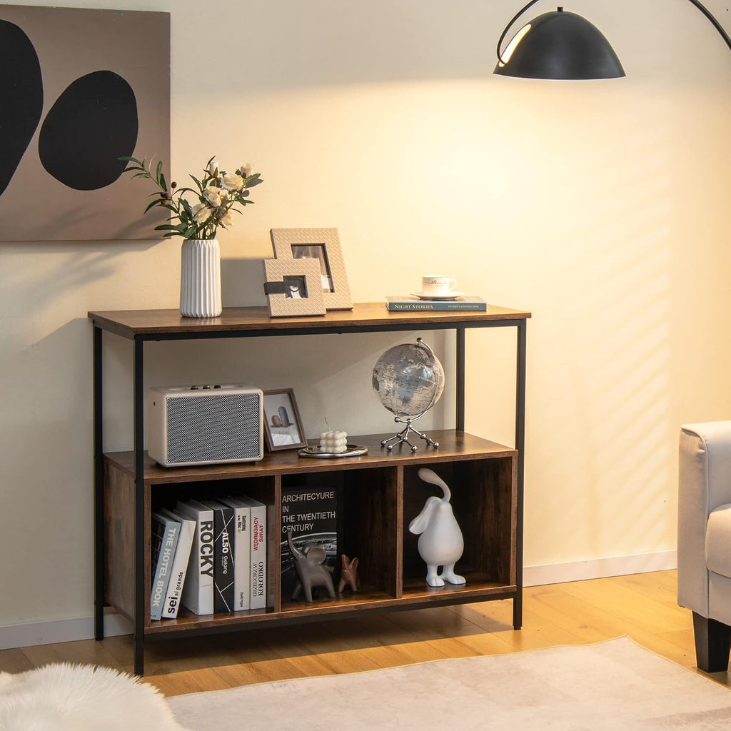 Rustic Brown Open Shelf Sideboard