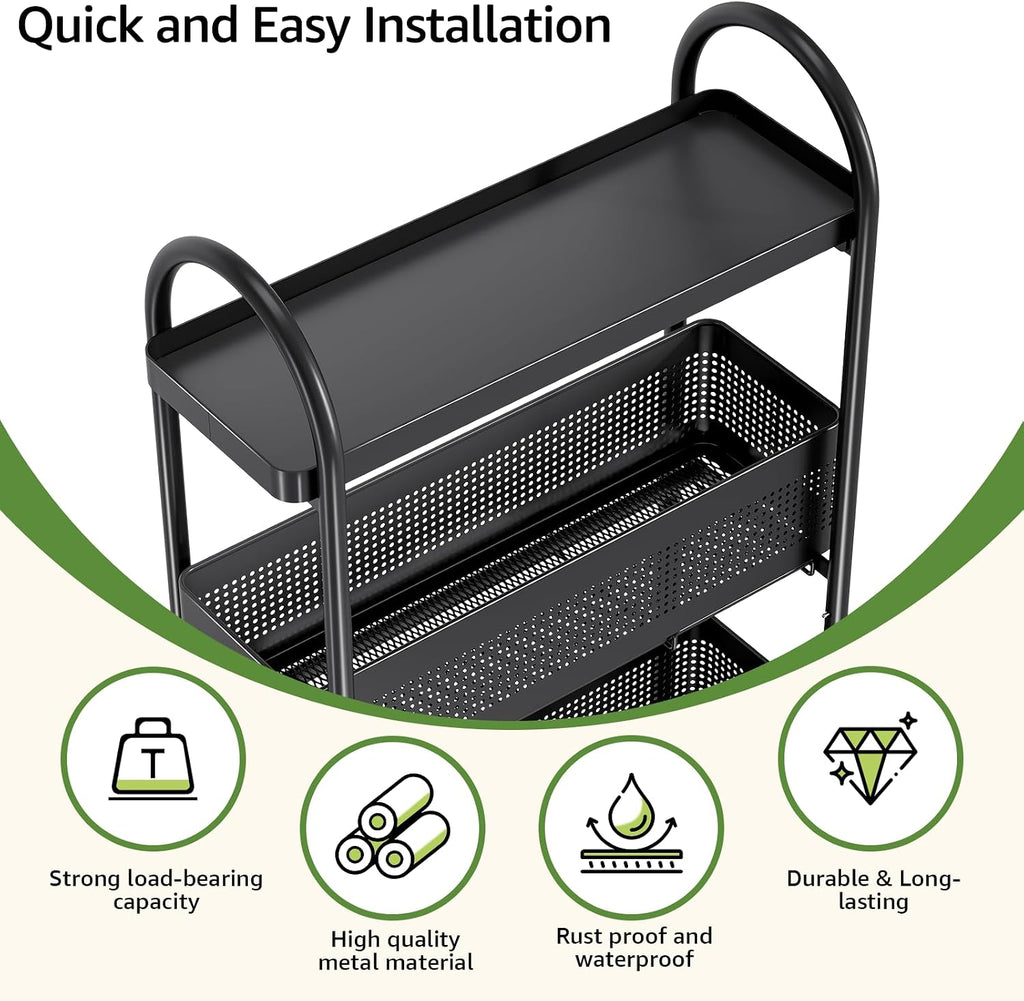 5-Tier Slim Rolling Cart with Drawer