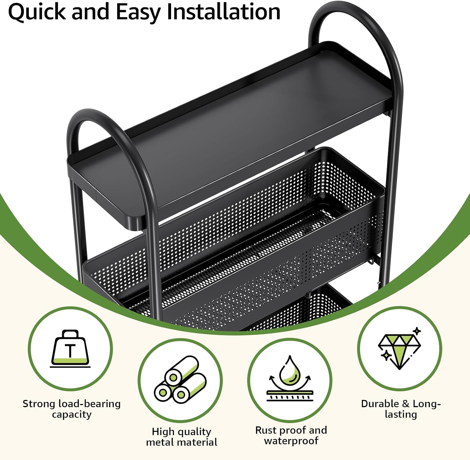 5-Tier Slim Rolling Cart with Drawer