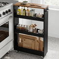 Black Adjustable 4-Tier Slim Rolling Cart