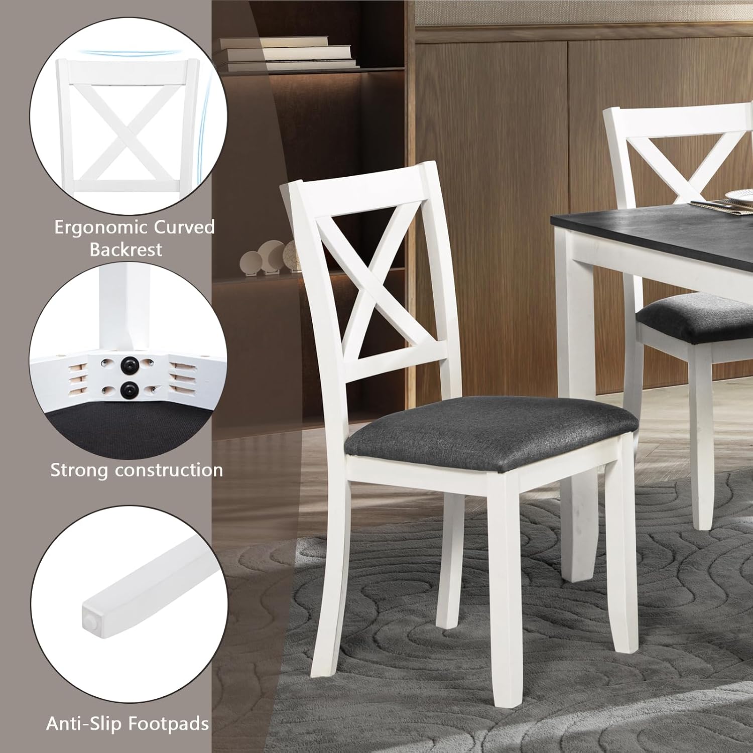 White Gray 5-Piece Dining Set