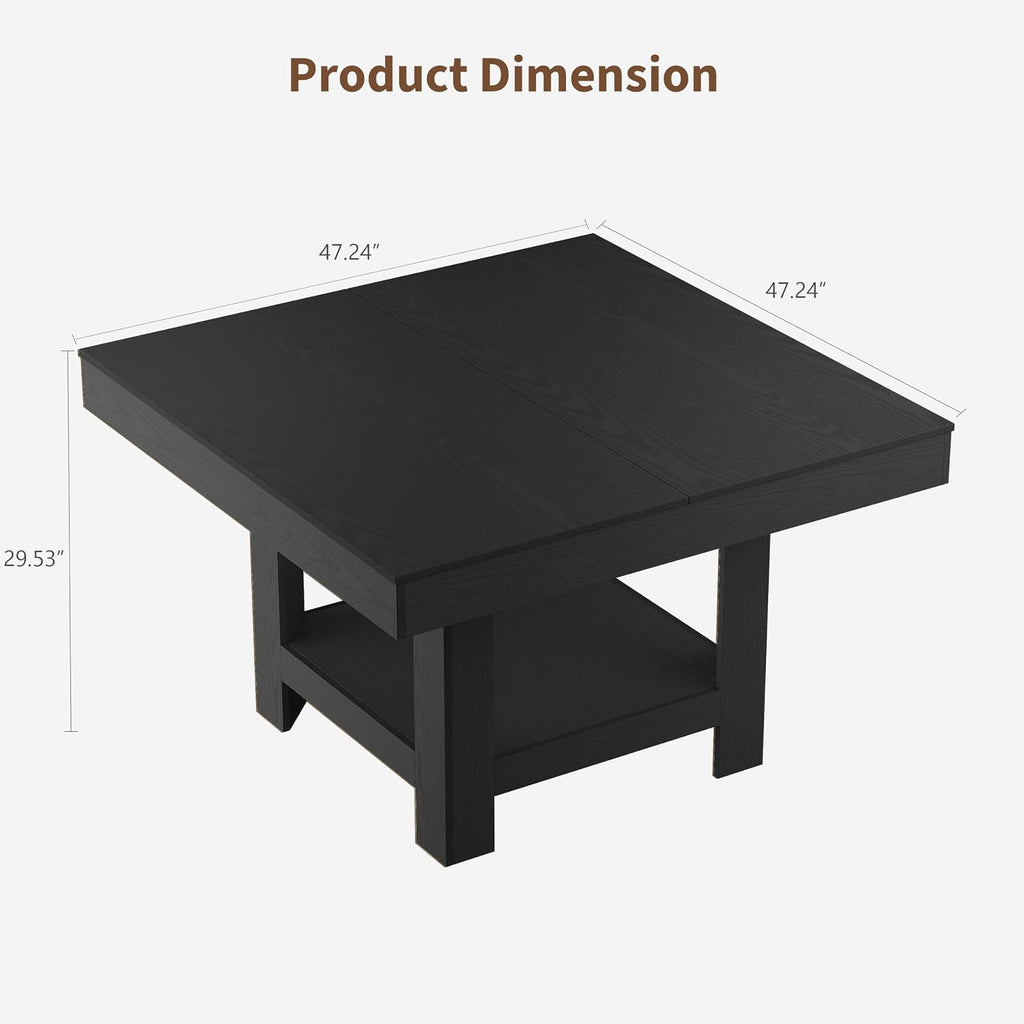 Black 2-Tier Square Dining Table