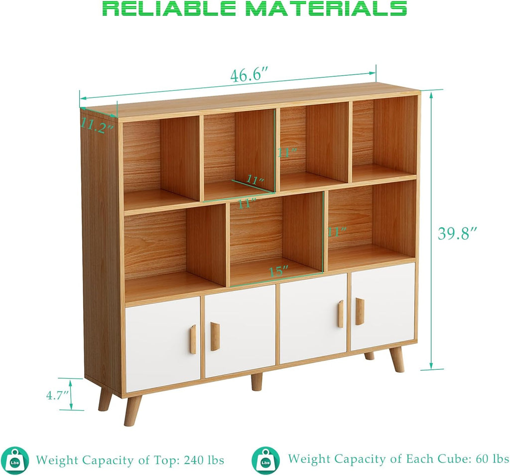 Oak White Cube Bookshelf with Doors