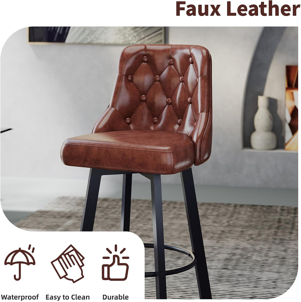 Brown Tufted Counter Height Bar Stools Set of 3