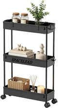 Black 3-Tier Slim Rolling Storage Cart