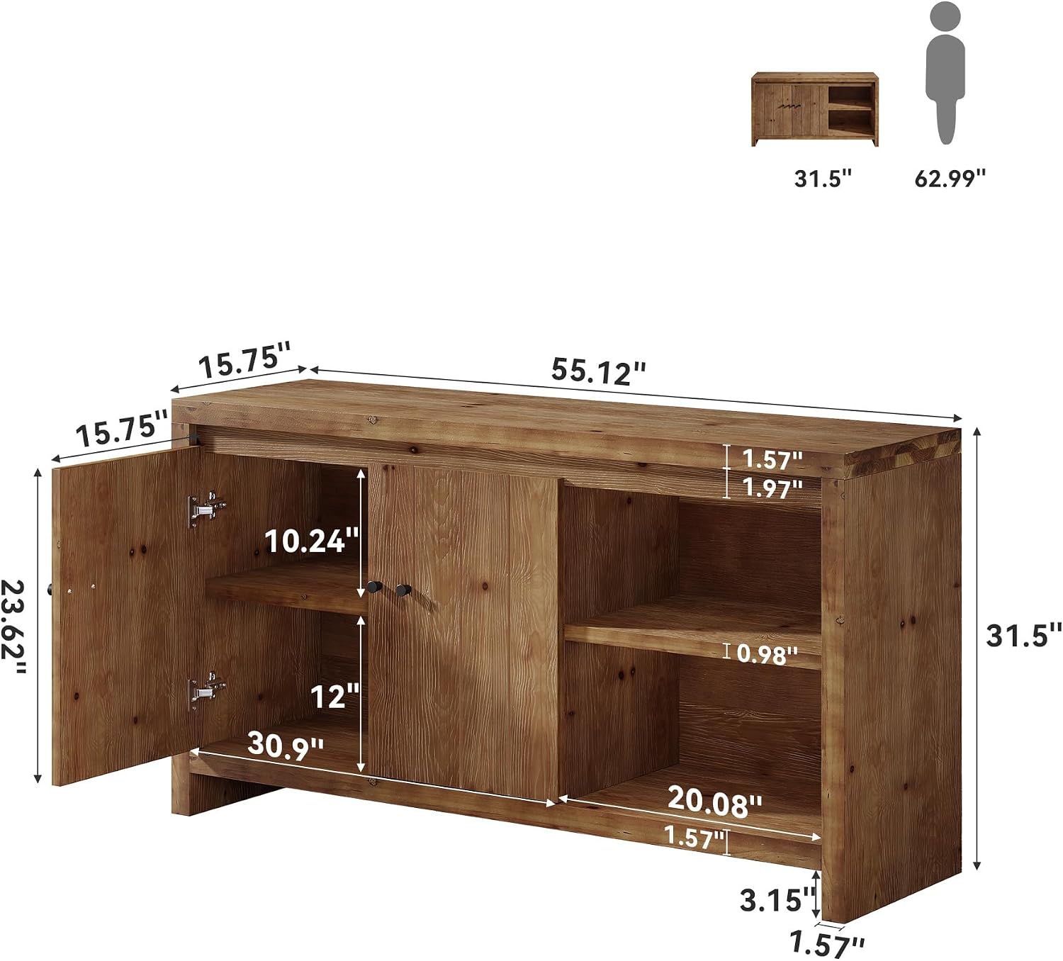 Farmhouse Brown Storage Sideboard