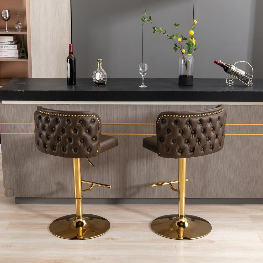 Espresso Brown Adjustable Swivel Bar Stools Set of 4