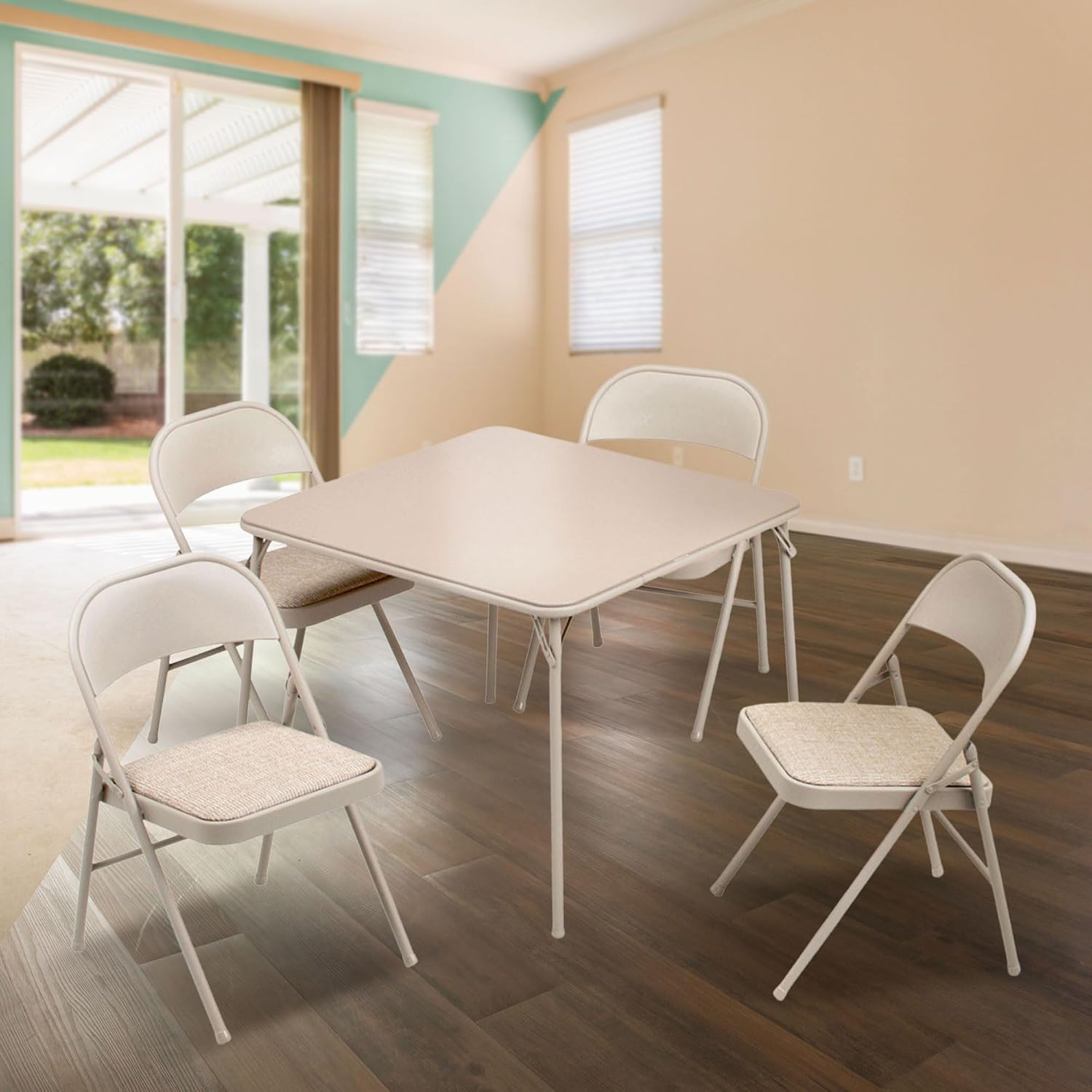 Tan 5pc Folding Dining Table Set