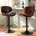 Brown Adjustable Swivel Bar Stools Set 2