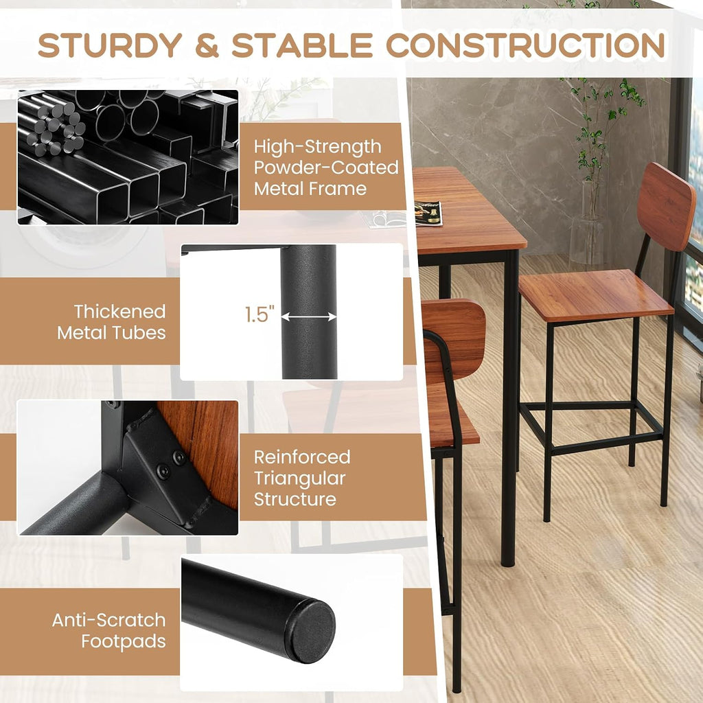 Walnut Industrial Counter Height Dining Set