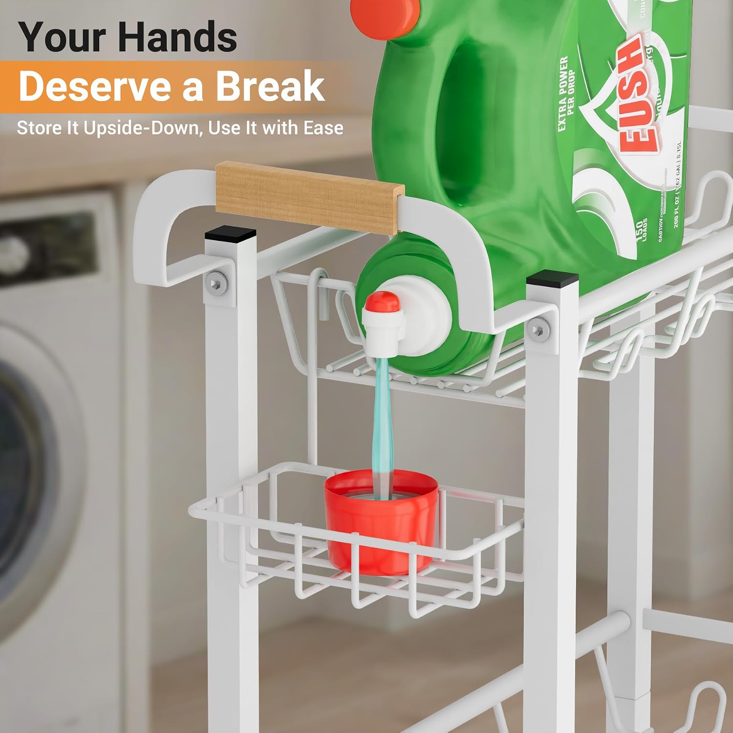 White 3-Tier Laundry Slim Rolling Cart