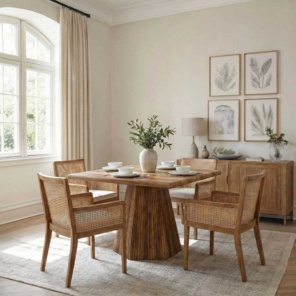 Rustic Brown Pedestal Farmhouse Dining Table