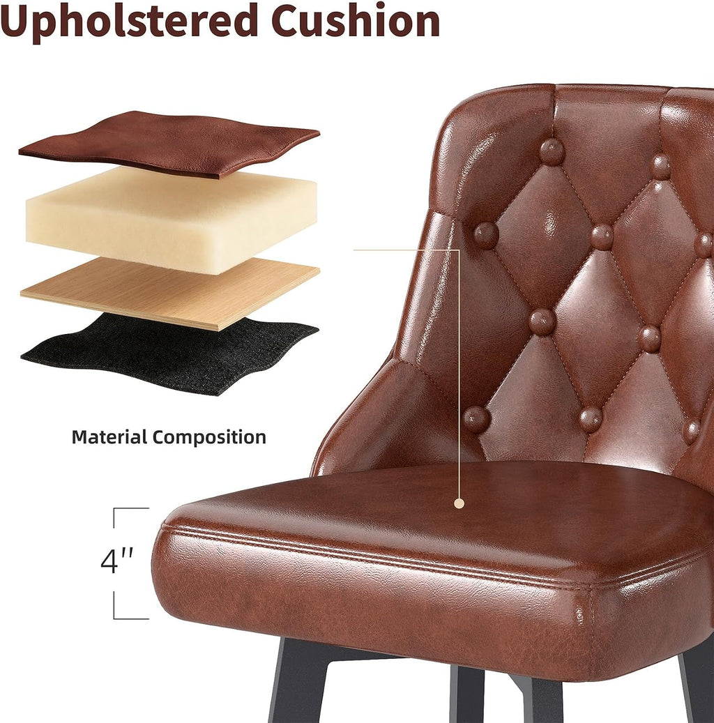 Brown Tufted Counter Height Bar Stools Set of 3