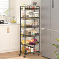 Black 6-Tier Wire Slim Rolling Storage Cart