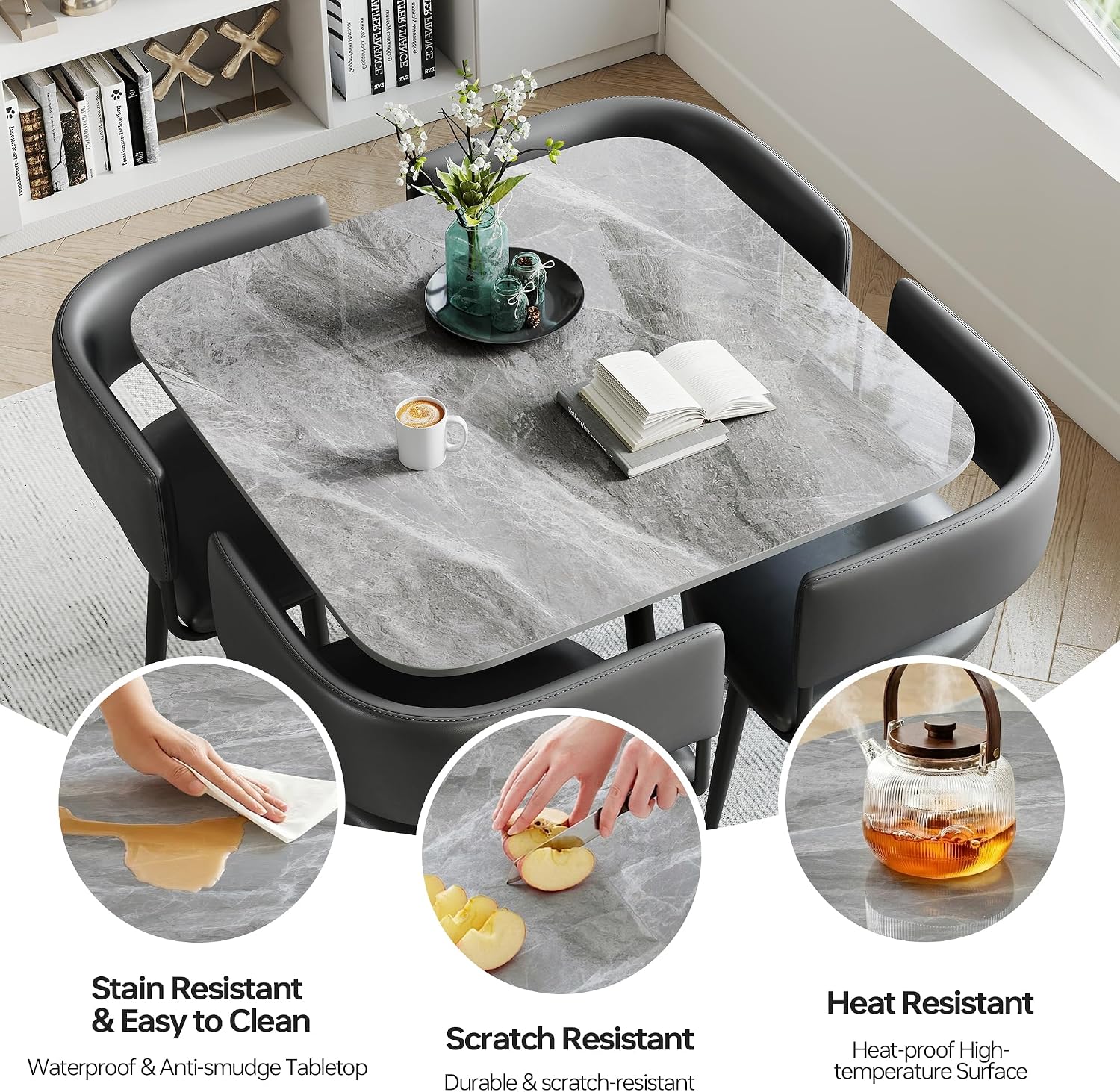 Gray Stone Dining Set for 4