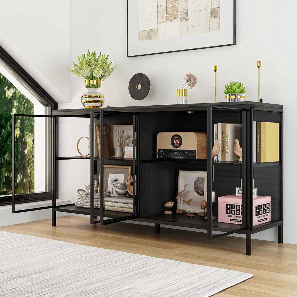Black LED Display Storage Cabinet