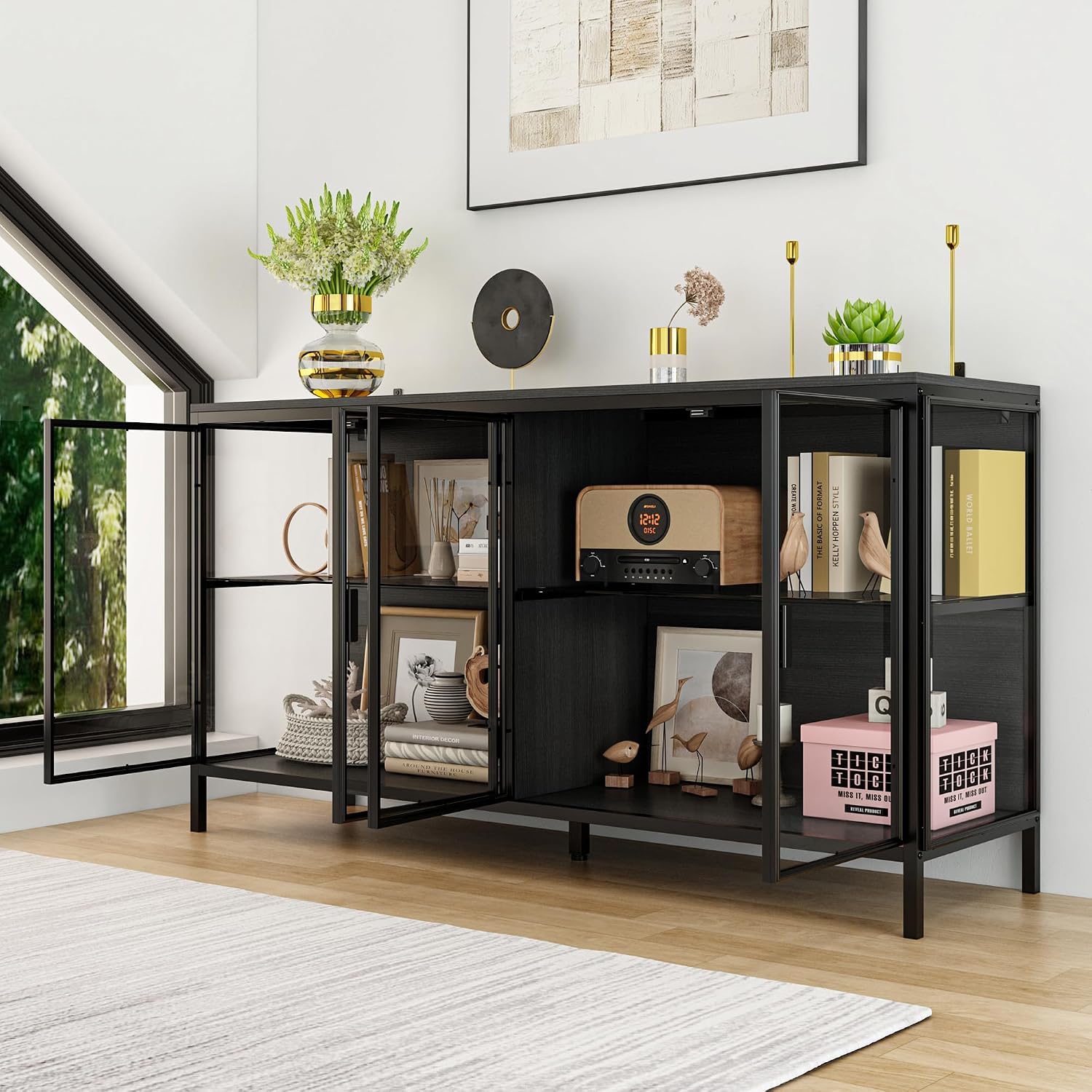 Black LED Display Storage Cabinet