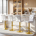 White Gold Leg Tufted Bar Stools Set 4