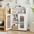 White Fluted Door Bathroom Storage Cabinet