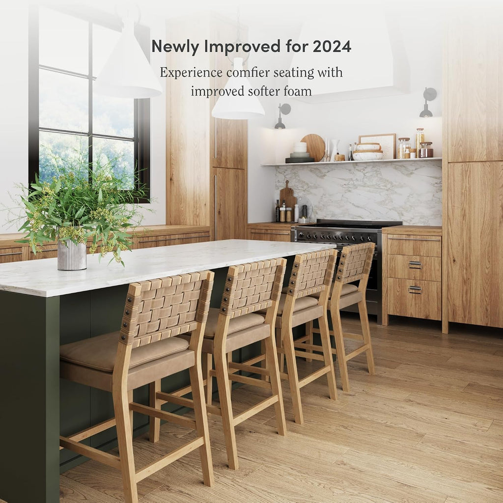 Brown Suede Bar Stools Set 2