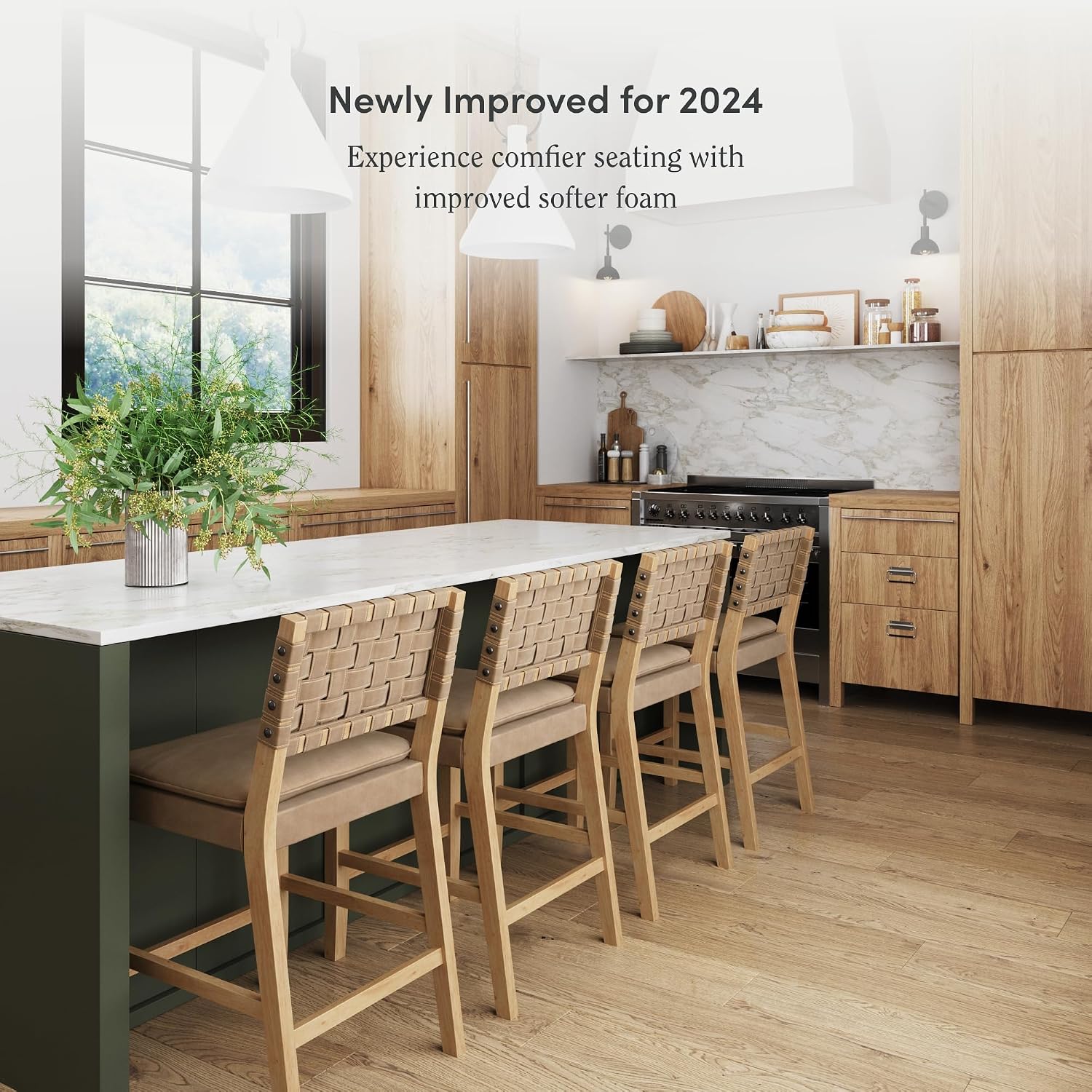 Brown Suede Bar Stools Set 2