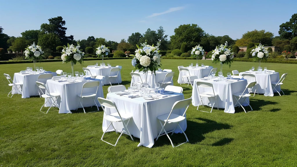 White Plastic 5pc Folding Card Table Set