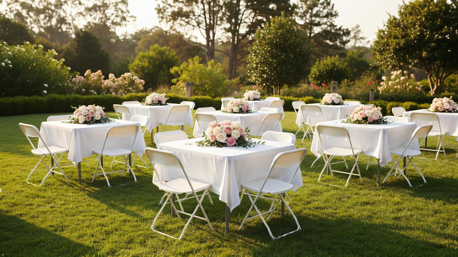 White Plastic 5pc Folding Card Table Set